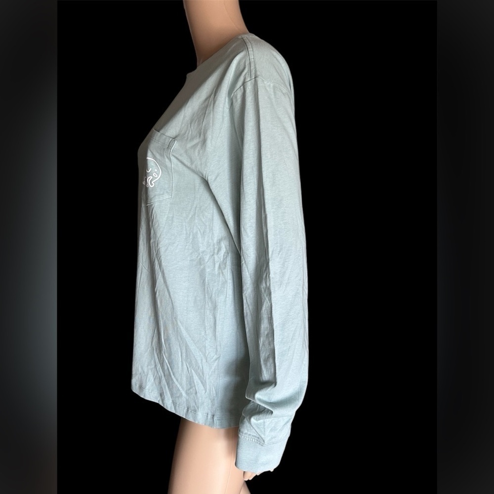 Ivory Ella 100% Organic Cotton Seafoam Green Long Sleeve Casual Tee Women Sz M - Picture 6 of 8
